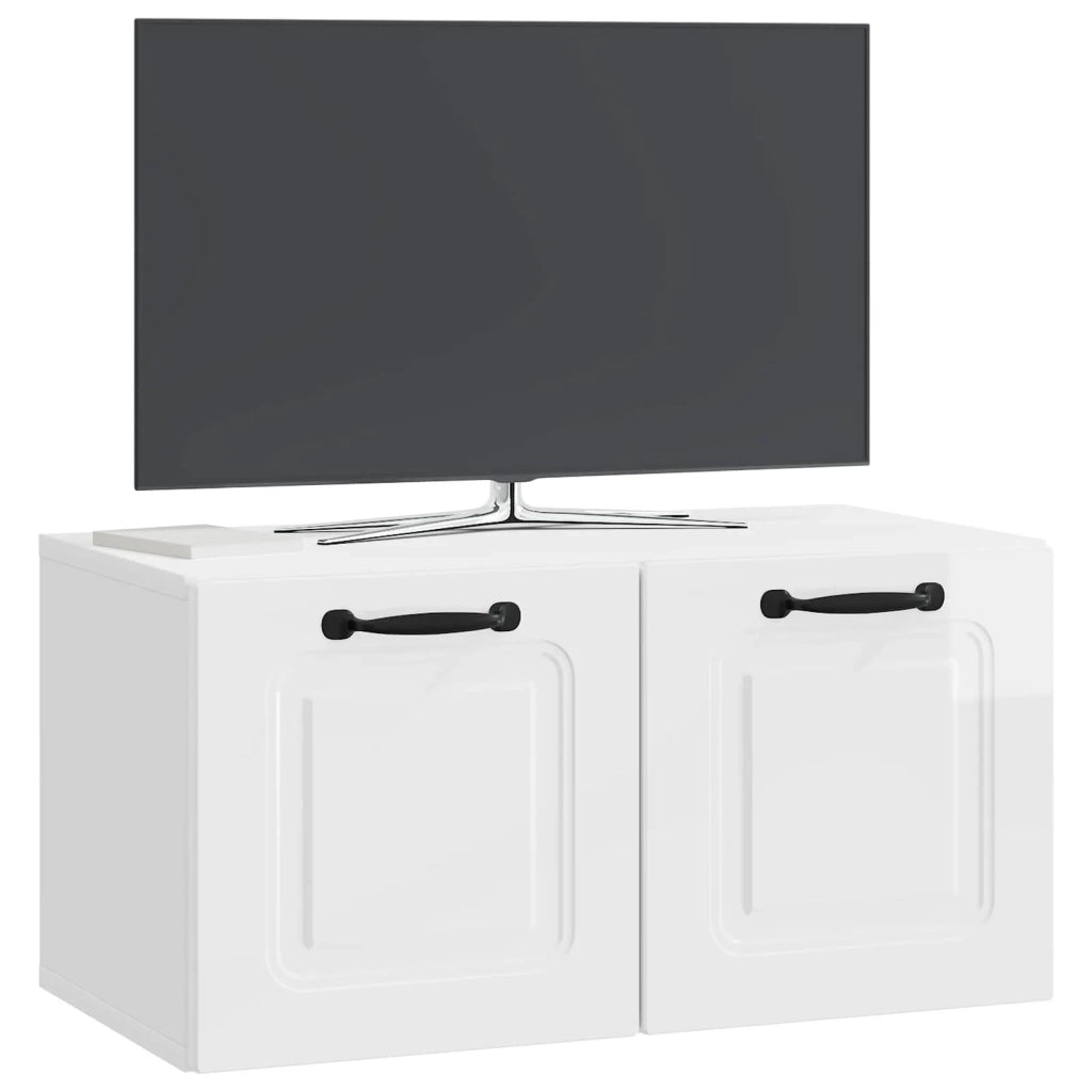 Mobile Porta TV da Muro Bianco Lucido 59,5 x 31 x 30 cm 899389