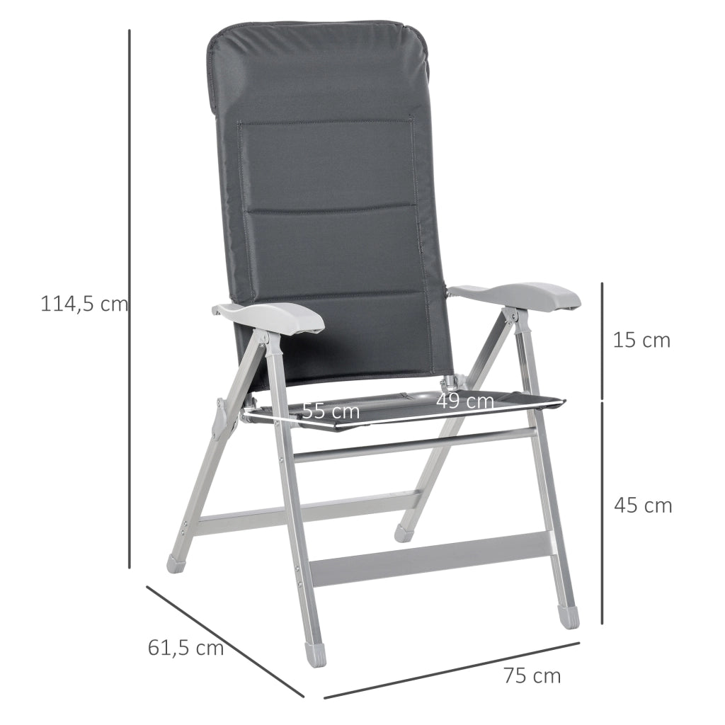 Sedia da giardino pieghevole con schienale alto e braccioli ¨C zephmum ¨C grigio