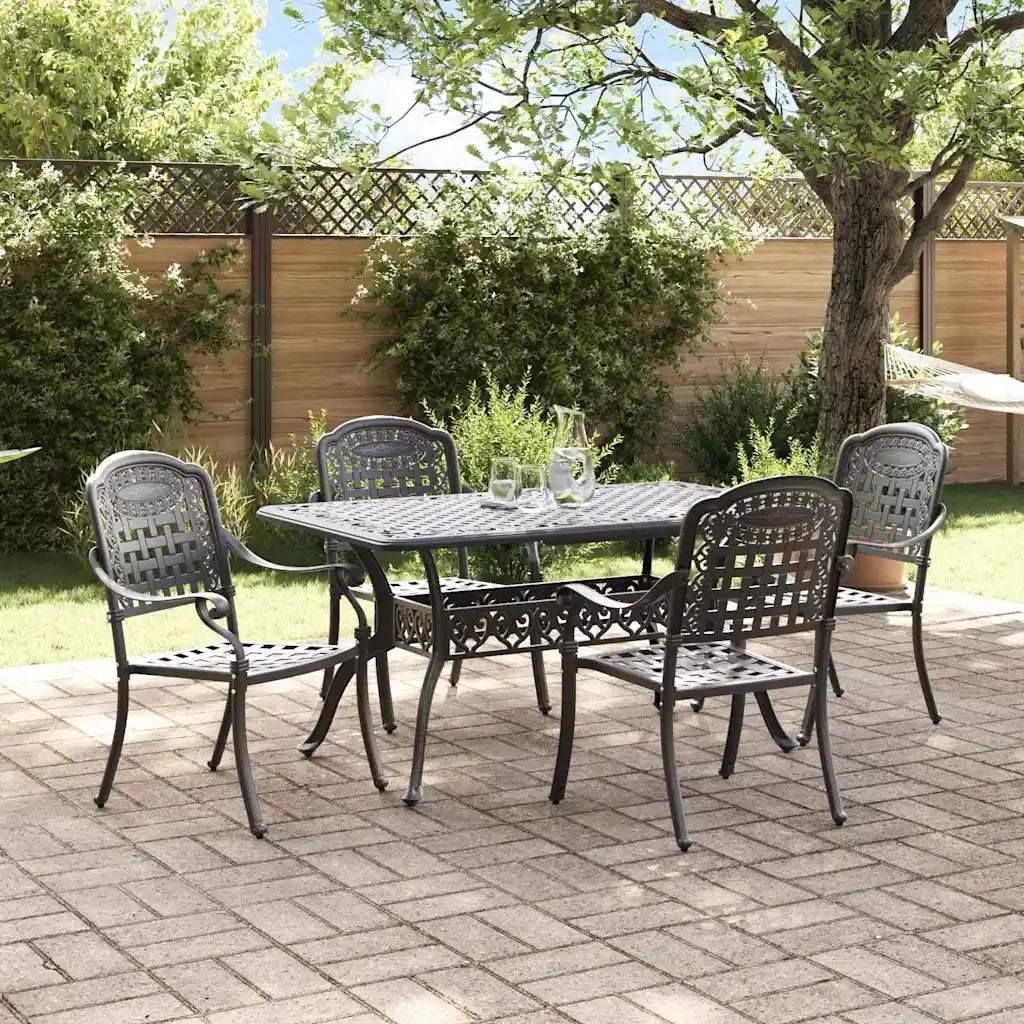 Set da Pranzo per Giardino 5 pcs Nero Alluminio 3334645