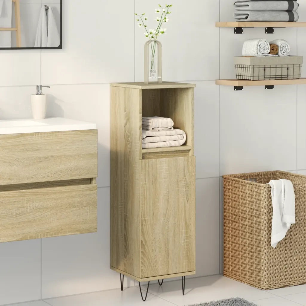 Armadietto da Bagno | Armadio da bagno Rovere Sonoma 30x30x100cm Legno Multistrato