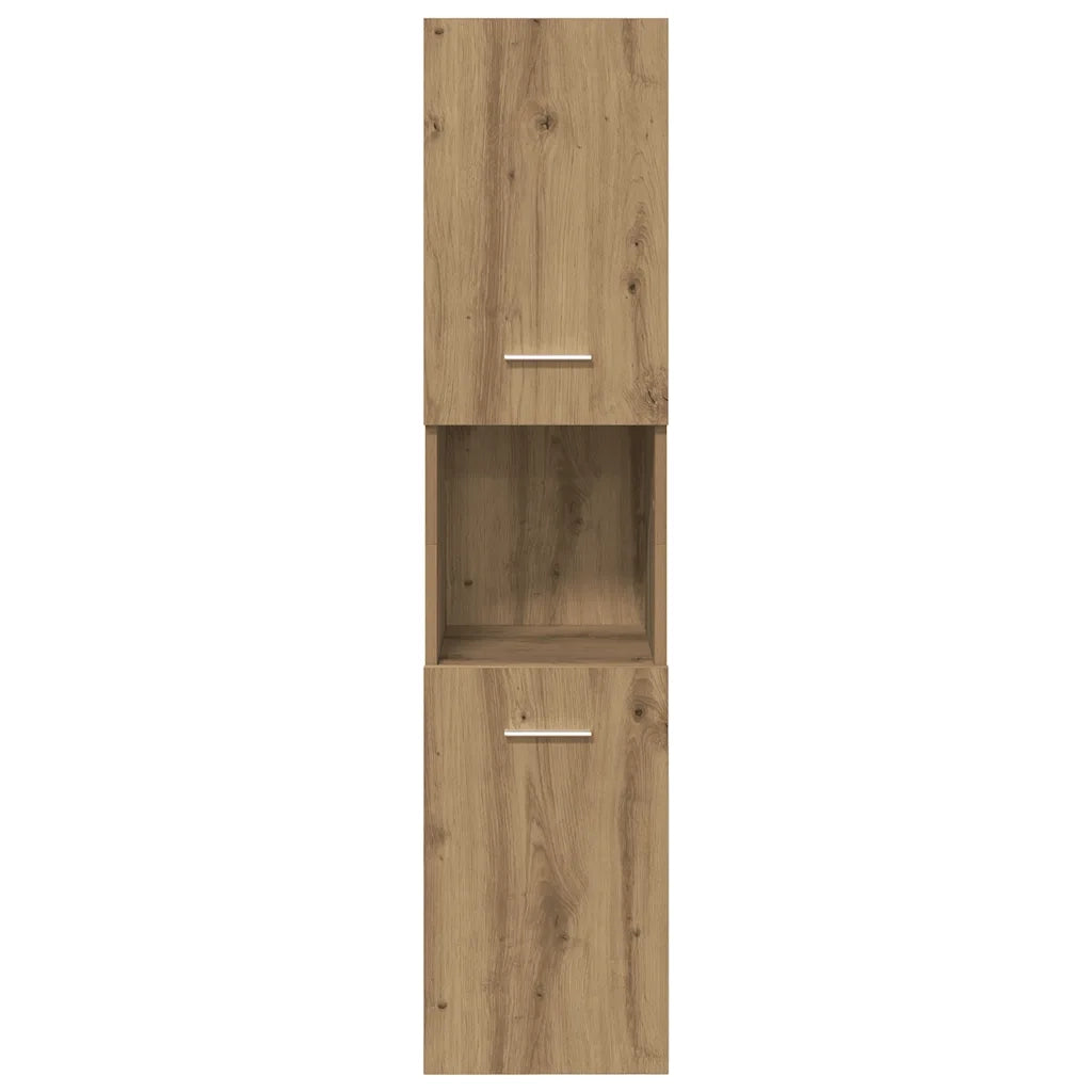 Mobiletto da bagno moderno a parete con ampio spazio contenitivo 30 x 30 x 130 cm realizzato in legno di rovere composito finitura artigianale 02_0050806