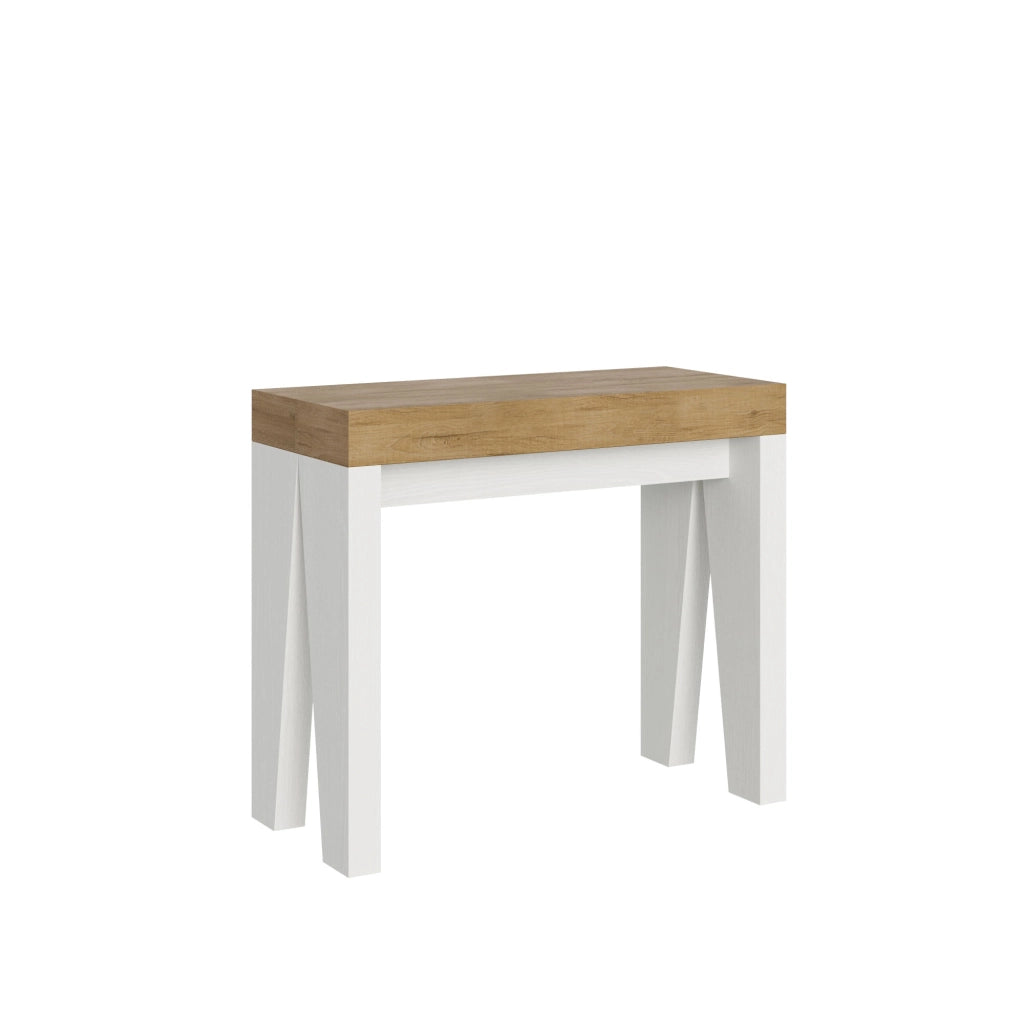 Consolle allungabile 90x40/196 cm Naxor Mix Small piano Quercia Natura - struttura Bianco Frassino