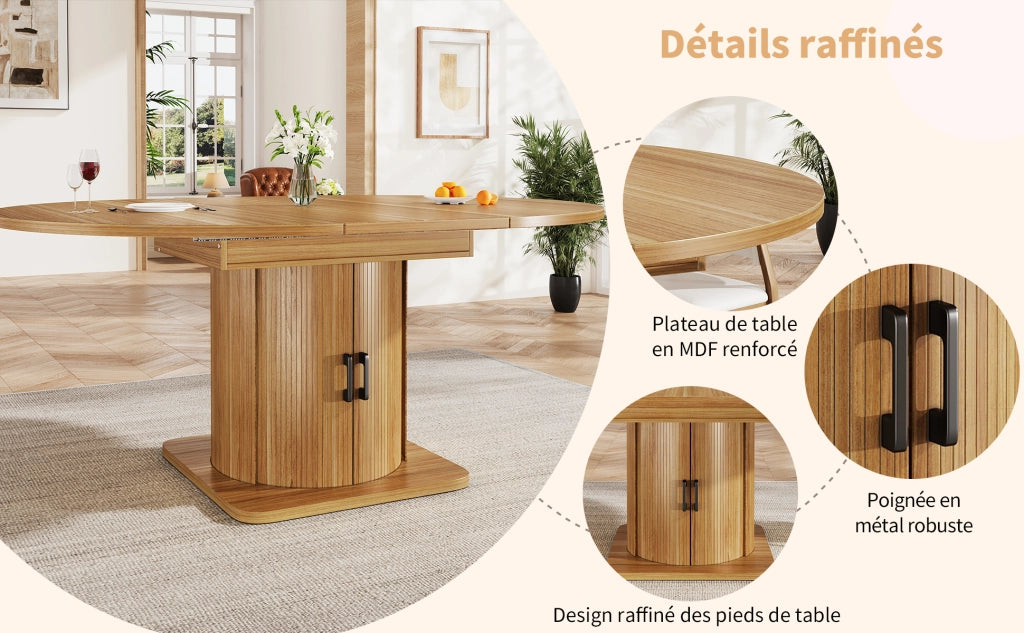 Tavolo allungabile rotondo in MDF con 4 modalità di utilizzo per cucina sala da pranzo e soggiorno nero marrone
