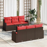 Set Divano da Giardino 7 pcs Beige e Rosso polyrattan 3354603