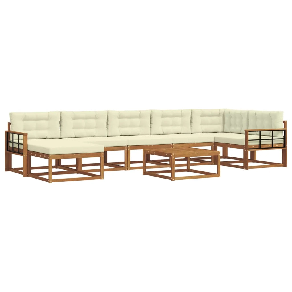 Set di divani da esterno con cuscino 8 pcs Naturale e Crema