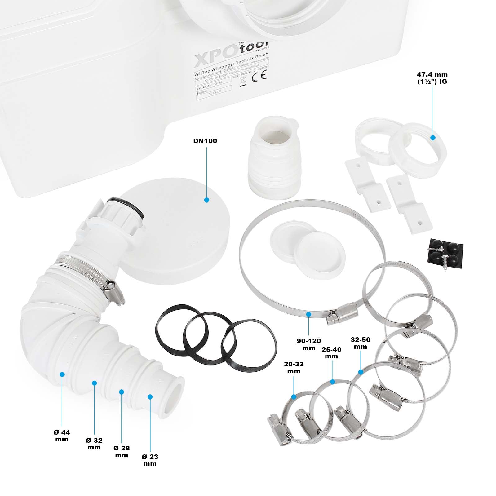 Stazione di sollevamento 4/2 con trituratore WC 800 watt Pompa per acque reflue