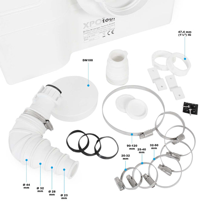 Stazione di sollevamento 4/2 con trituratore WC 800 watt Pompa per acque reflue