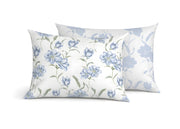 Coppia Federe Cuscino Letto Double Face 100% Cotone Disegno Magnolia GI - Federe - Azzurro