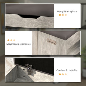 Panca Scarpiera Salvaspazioni con Vani a Giorno e a Scomparsa 80x30x45 cm Nero e Grigio