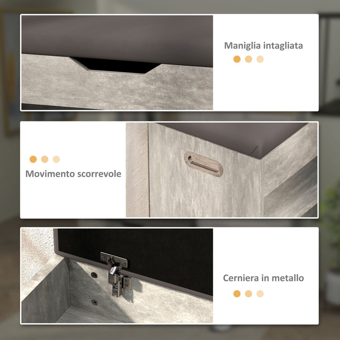 Panca Scarpiera Salvaspazioni con Vani a Giorno e a Scomparsa 80x30x45 cm Nero e Grigio