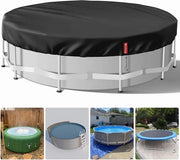 Copertura per piscina per serbatoio di riserva, telo per piscina in tessuto Oxford 420 D e telo per piscina, protezione UV per telo per piscina con corda di trazione e chiodi per terra per stabilità e installazione semplice (3,1 m nero).