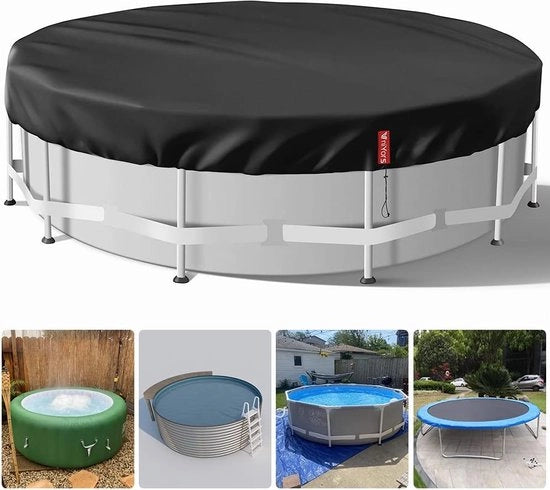 Copertura per piscina per serbatoio di riserva, telo per piscina in tessuto Oxford 420 D e telo per piscina, protezione UV per telo per piscina con corda di trazione e chiodi per terra per stabilità e installazione semplice (3,1 m nero).