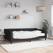 Divano Letto con Materasso Nero 100x200 cm in Tessuto