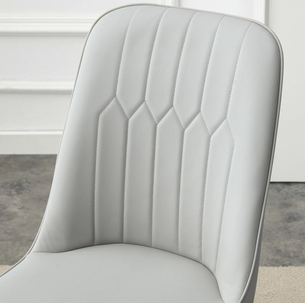 Sedia da pranzo moderna in PU grigio chiaro con gambe in metallo nero