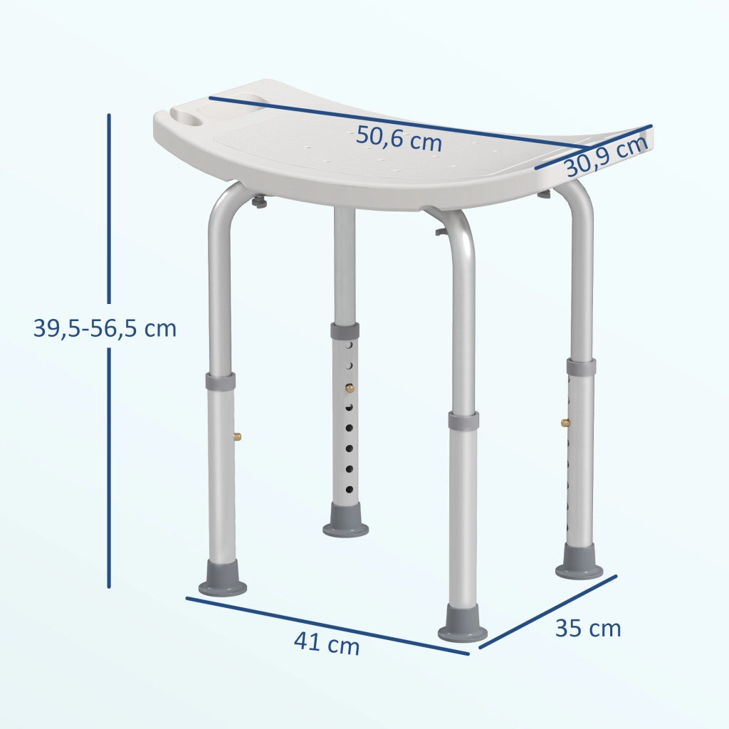 Sgabello da Doccia Regolabile in Altezza ¨C Zephmum ¨C Bianco Antiscivolo HDPE