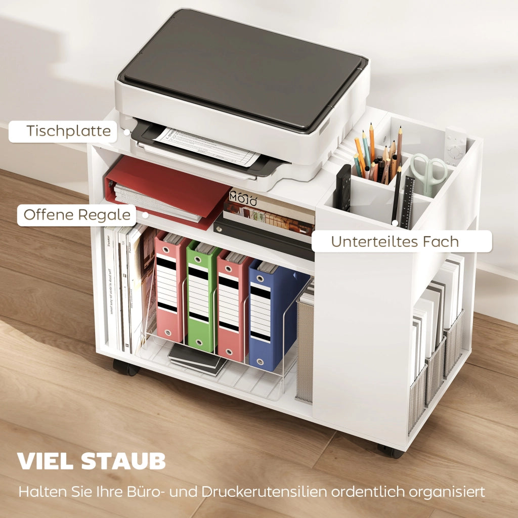 Mobile Porta Stampante con Ripiani e Scomparto ¨C Xylo ¨C Bianco 70x34x60 cm