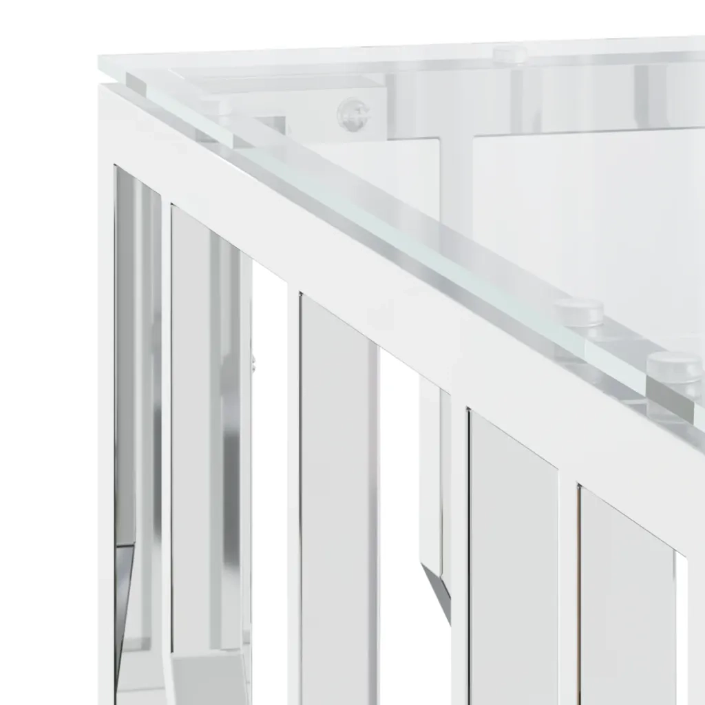 Tavolino da salotto | Tavolino da caff¨¨ | Tavolino da Soggiorno 80x80x40 cm in Acciaio Inox e Vetro
