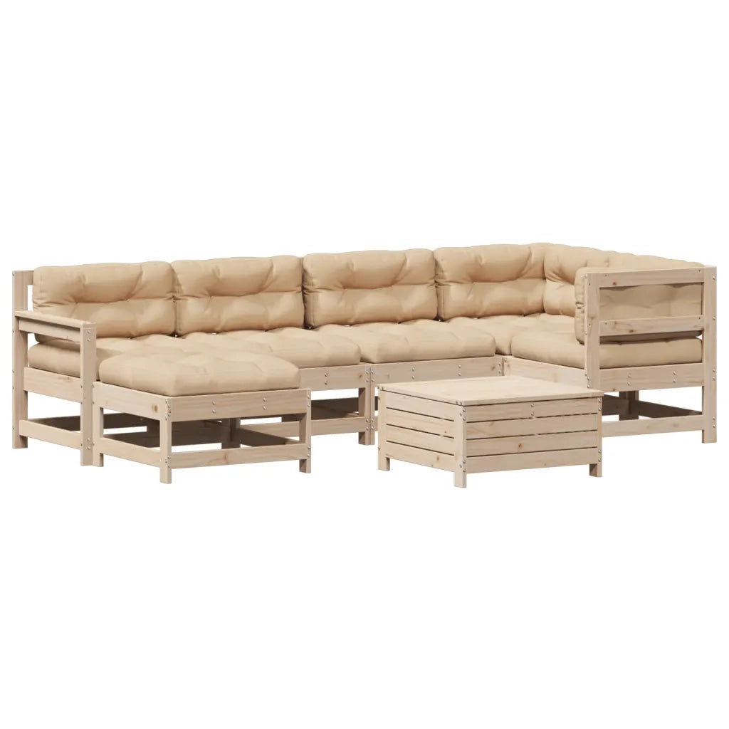 Set Salotto Giardino 7 pz Cuscini Antracite Legno Massello Pino