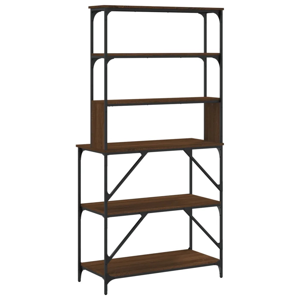 Mensola da cucina-Scaffale Cucina 6Ripiani Rovere Marrone 90x40x180cm Multistrato