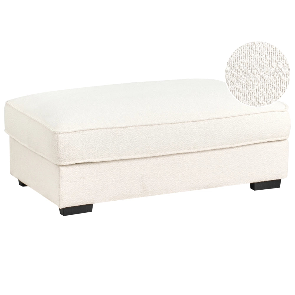 Pouf imbottito in bouclé bianco sporco rettangolare stile moderno minimalista