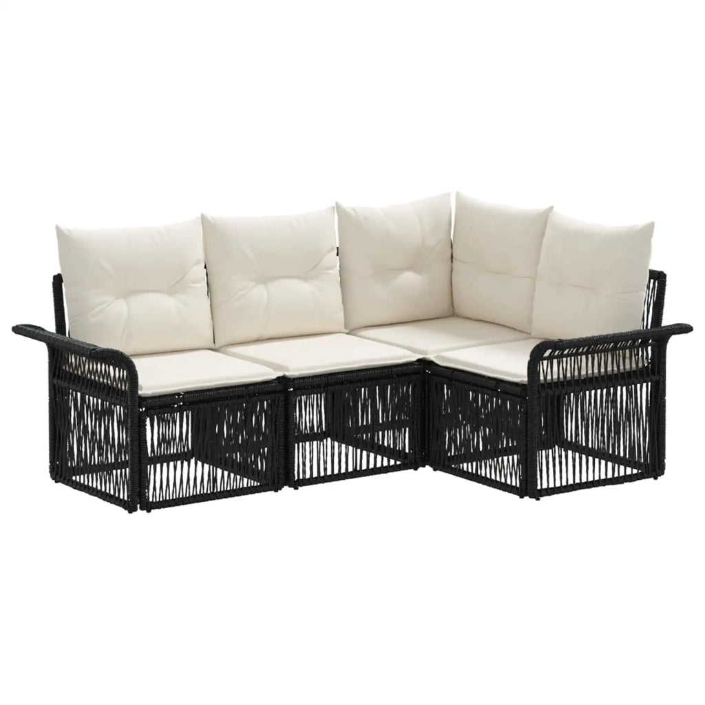 Set Divano da Giardino 4 pcs Nero polyrattan 3434821