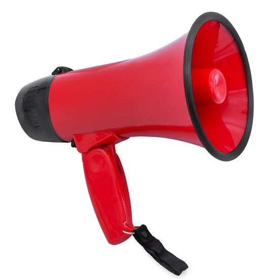 Megafono con Sirena - Ideale per Eventi - Rosso - Amplificatore Acustico - Megafono Portatile - Adatto per Esterno - Compatibile con Batterie - 20W - 10V - 10W - 10W - 10W - 10W - 10W - 10W - 10W - 10W