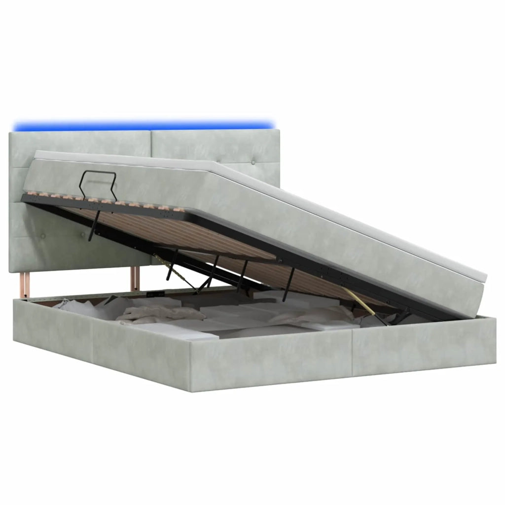 Letto con contenitore LED e materasso Grigio Chiaro 3460128