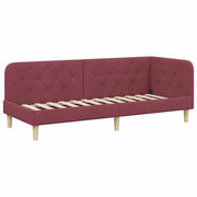 Letto singolo | Letto per adulti | Cornice del letto ad angolo Rosso Vino 80 x 200 cm Tessuto