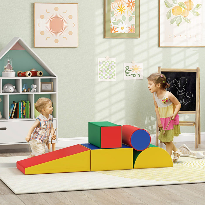Set 5 Costruzioni Morbide per Bambini 1-3 Anni in Finta Pelle e Schiuma Multicolore
