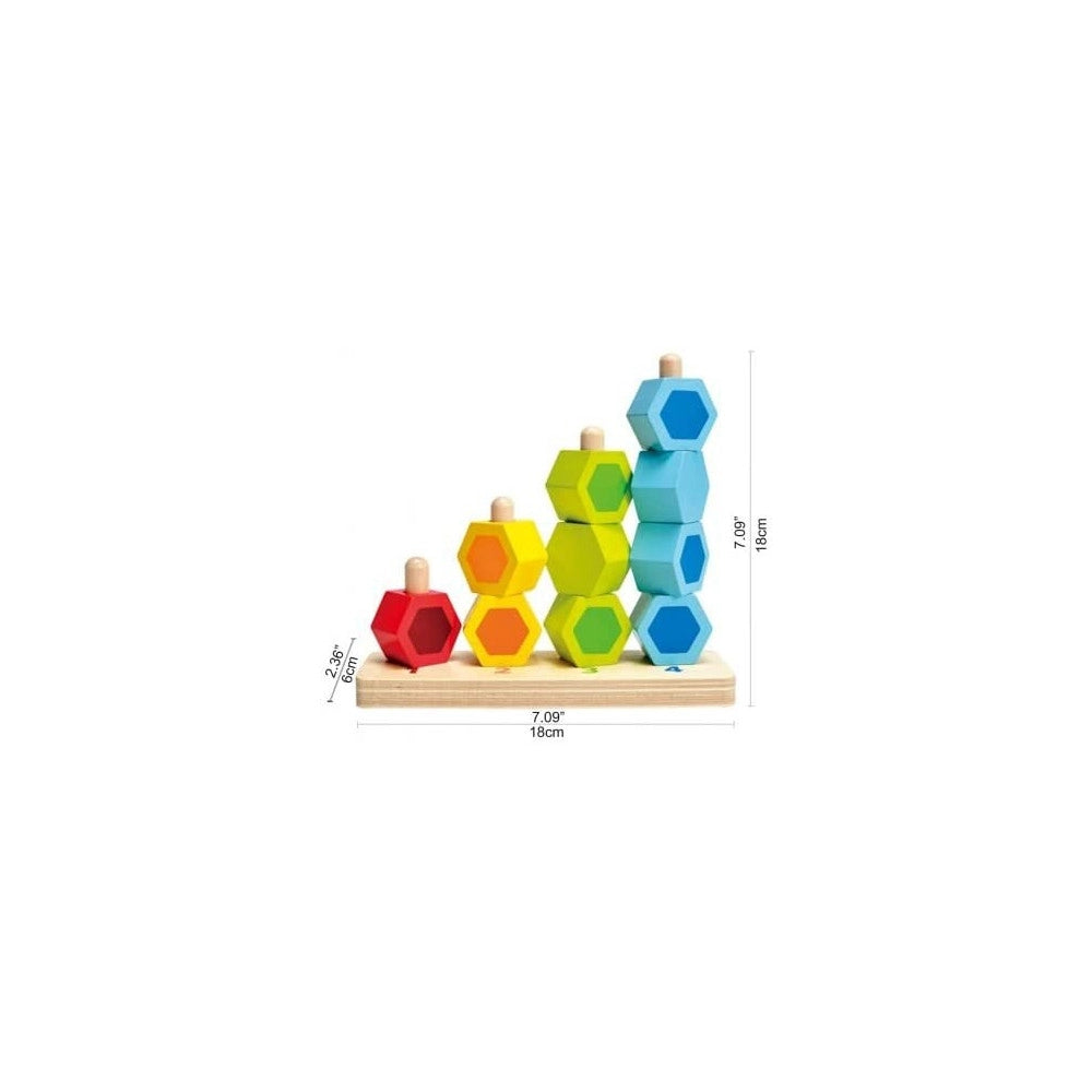 Trade Shop - Giocattolo Creativo In Legno Gioco Educativo Per Bambini Colorato Impila E Conta -
