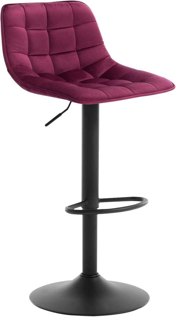 Sgabello Cucina Moderno Sgabello da Bar Girevole con Poggiapiedi, in Velluto Nero BH273sz-1