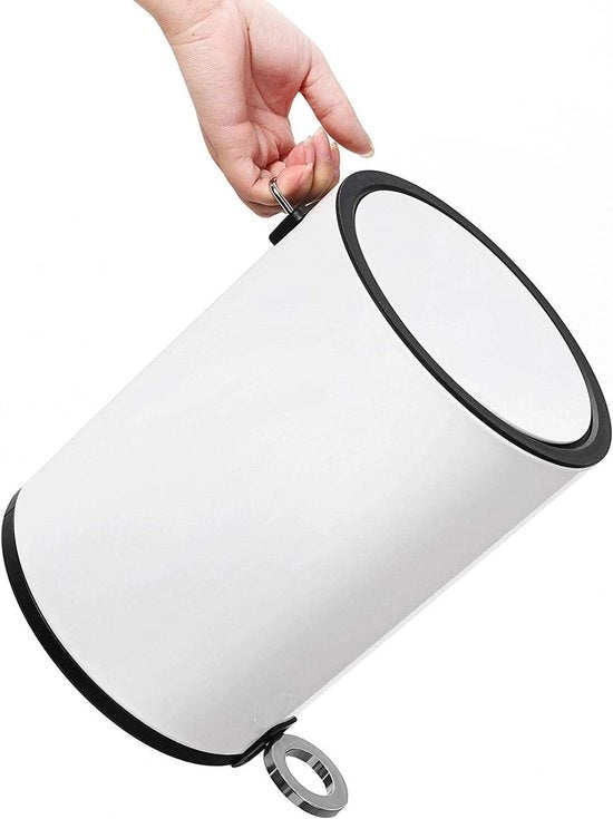 Polvere per stile moderno con pedale posteriore soffice e compatta, contenitore in ABS con coperchio (6L, fondo in acciaio a rondo)