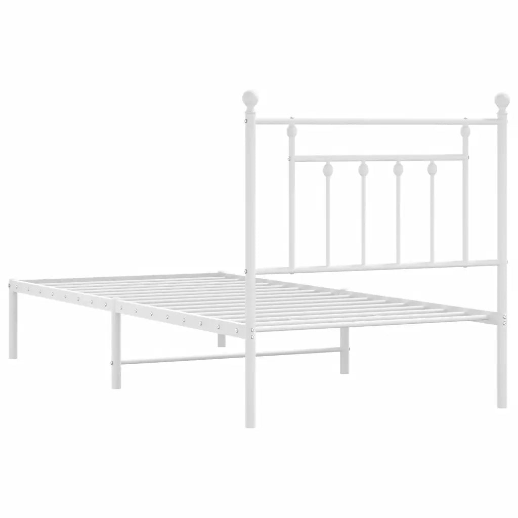 Giroletto con Testiera-Struttura Letto con testiera Metallo Bianco 80x200 cm 285649