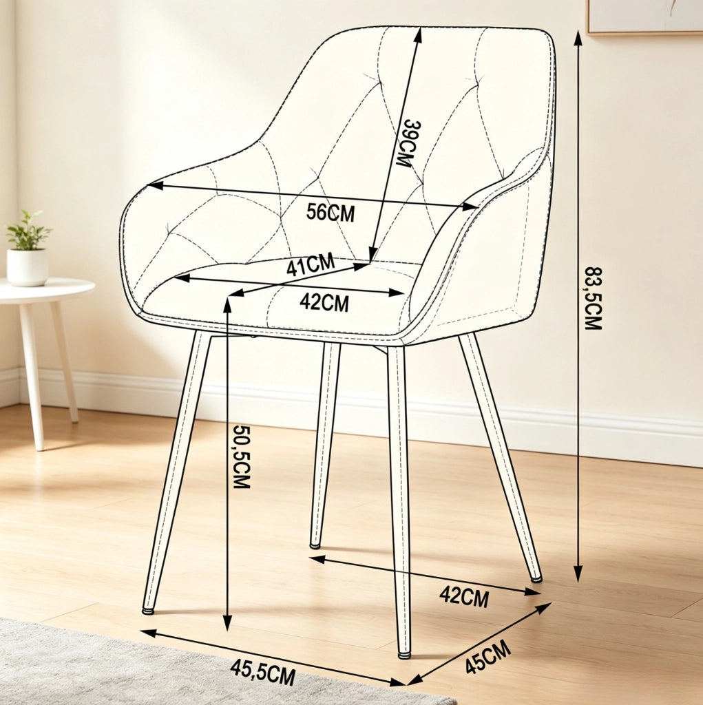 Sedie da pranzo 45,5x45x83,5 cm in similpelle grigia, set da 2 –