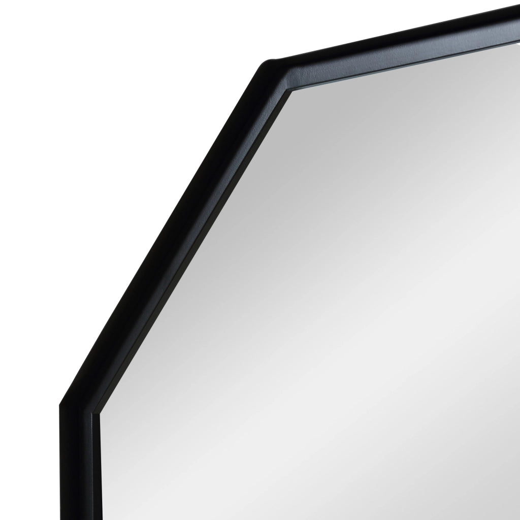 EasyComfort Specchio da Parete Ottagonale in Metallo con Mensola in Legno, 61x61cm Nero