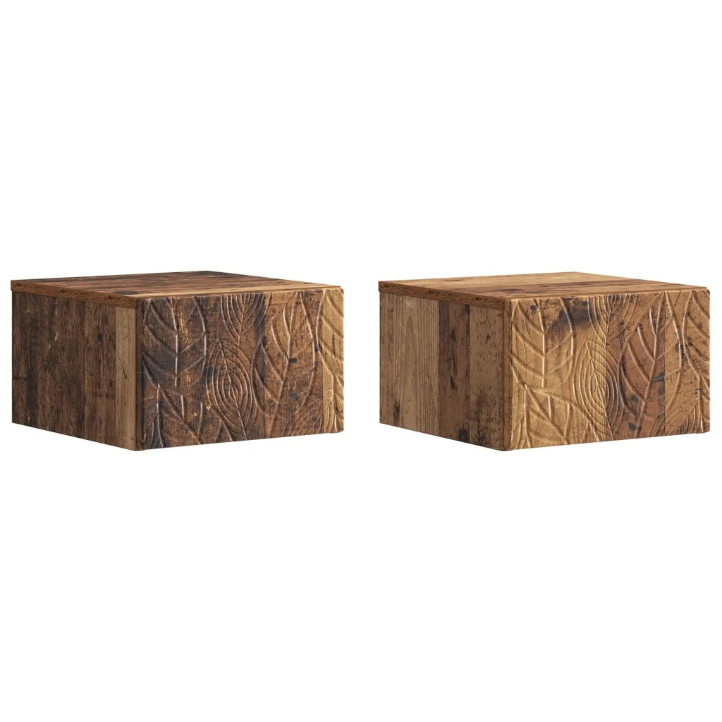 Mobiletto da notte a muro 2 pcs Legno antico 49 x 34,5 x 20 cm 898802