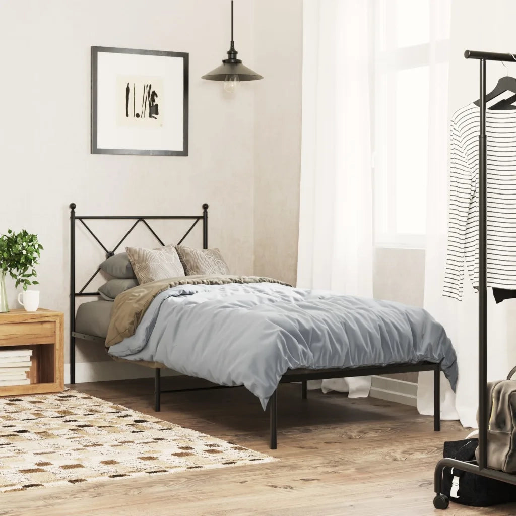 Giroletto con Testiera in Metallo Nero 80x200 cm 376493