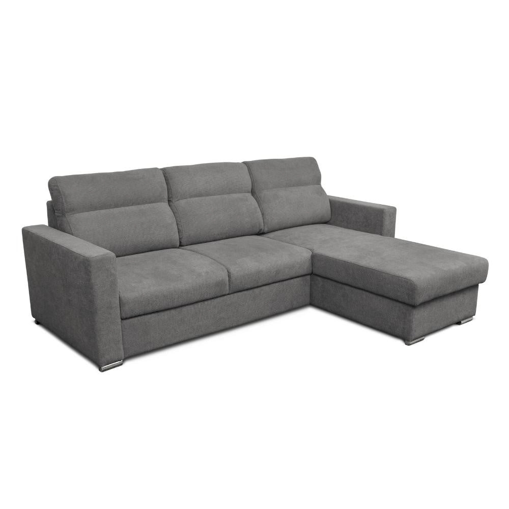 Divano Kendall con penisola reversibile letto estraibile colore grigio