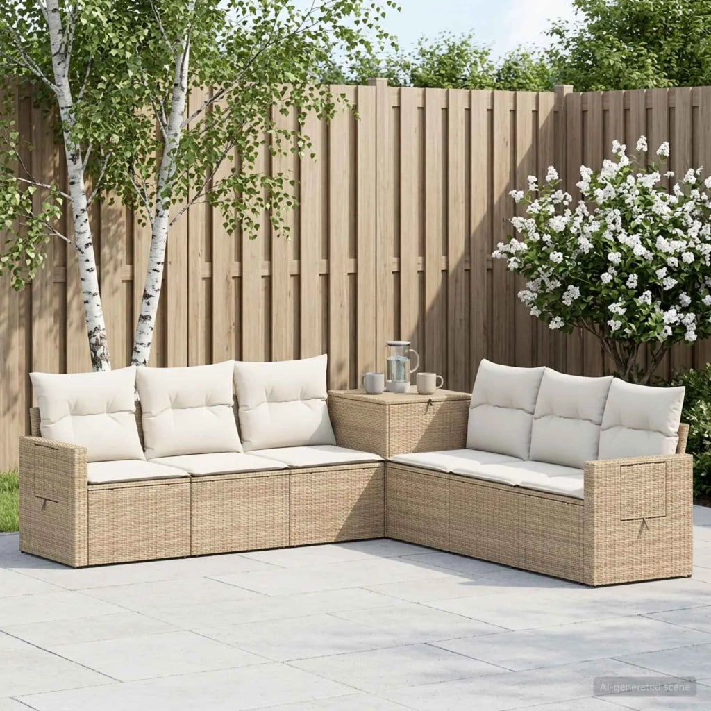 Set di divani 7 pz Beige e Bianco Crema 3448808
