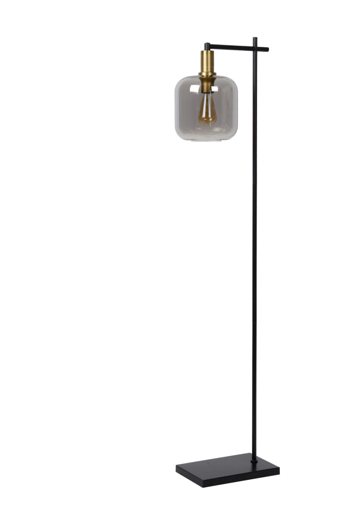 Lampada da terra industriale JOANET vetro fumé E27