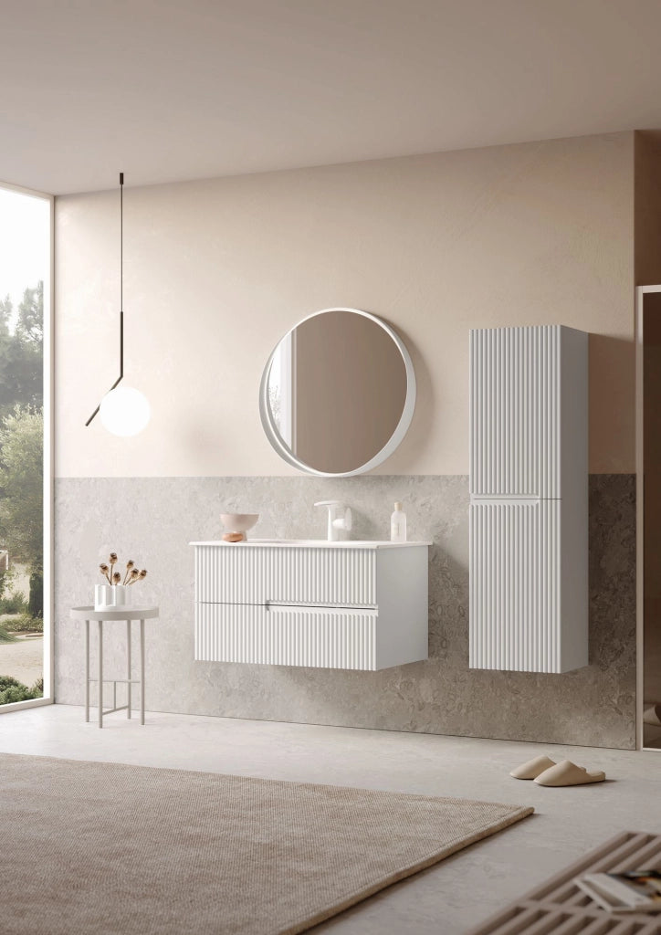 Mobile lavabo "Moonlight 90 v2" - 91 x 51 x 51 cm - Bianco opaco