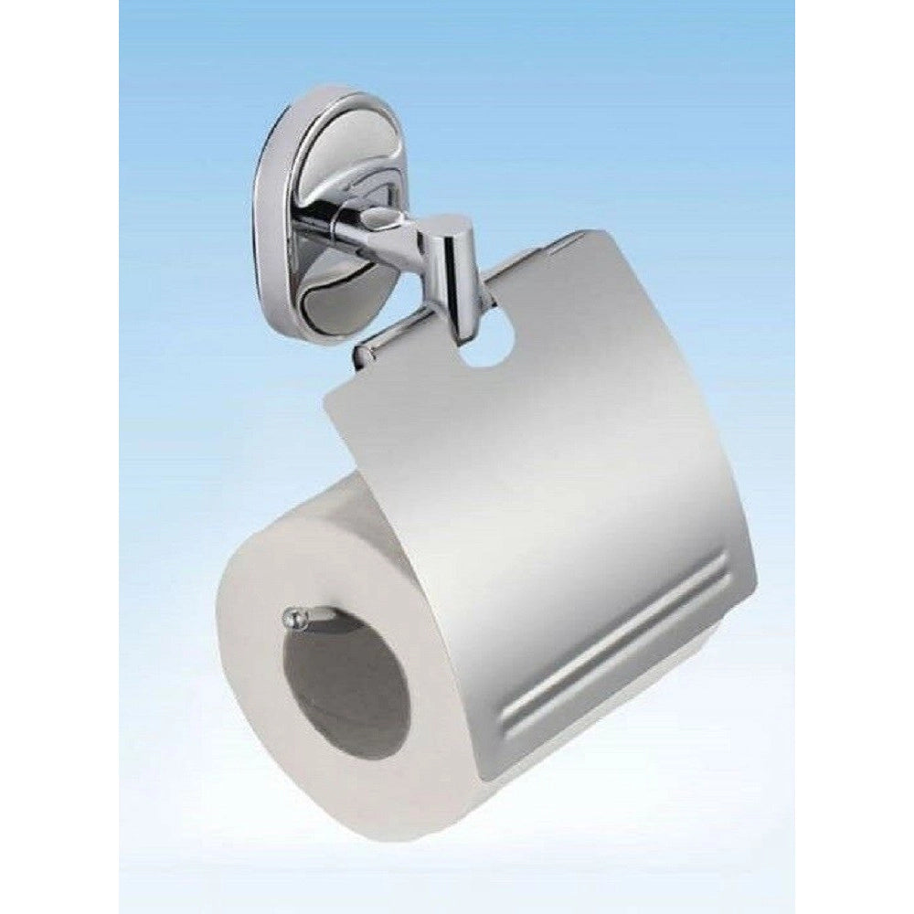 Trade Shop - Porta Rotolo Carta Igienica Con Copertura Fissaggio A Parete Bagno Ovale 52012 -