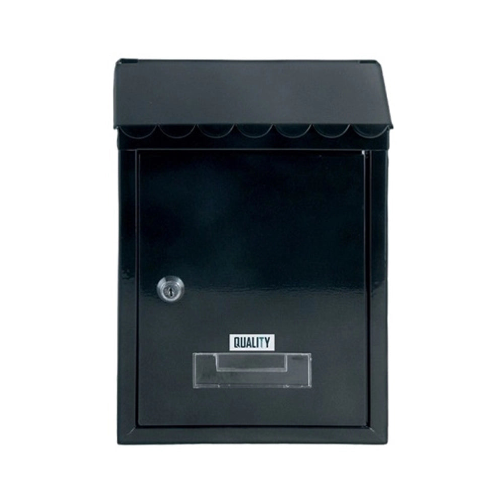 CASSETTA POSTALE ESTERNO A PARETE BUCA LETTERE IN FERRO TETTO CHIAVE 30x21x7cm MOD. LOUVRE QUALITY COL. NERO