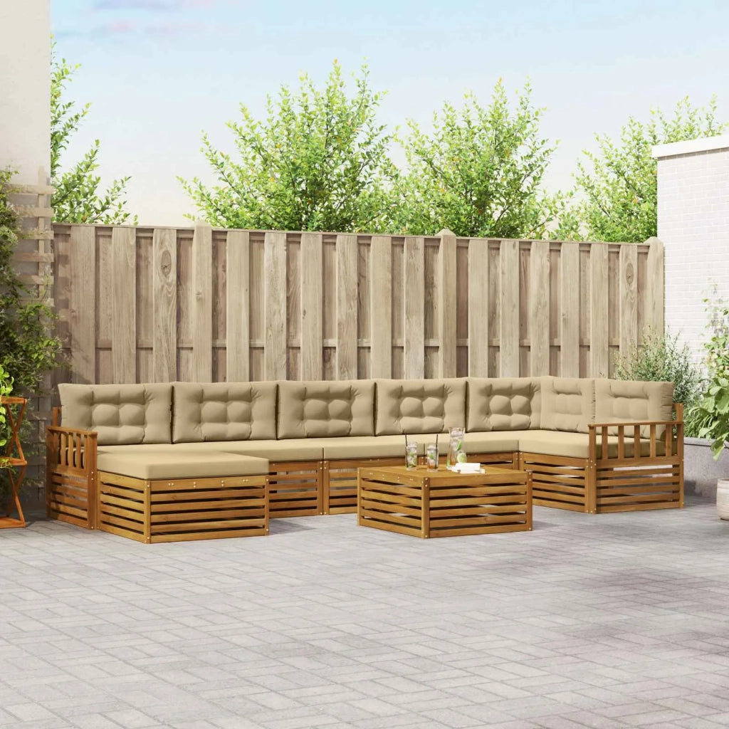 Set di divani da esterno con cuscino 8 pcs Naturale e Beige