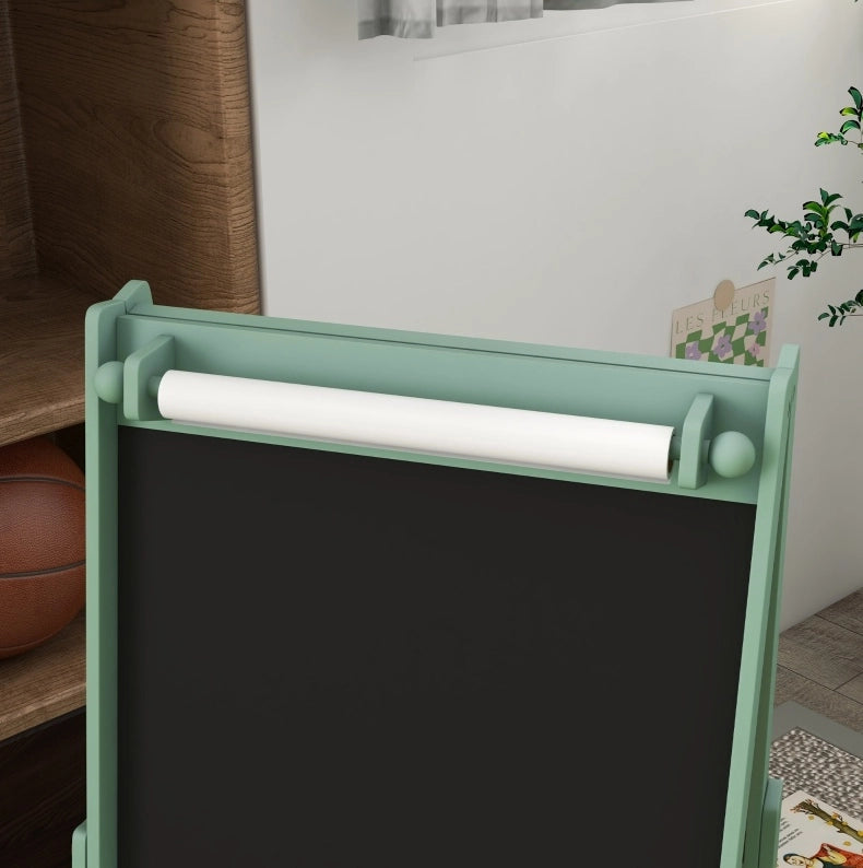 Cavalletto 3-in-1 per bambini con rotolo di carta, verde