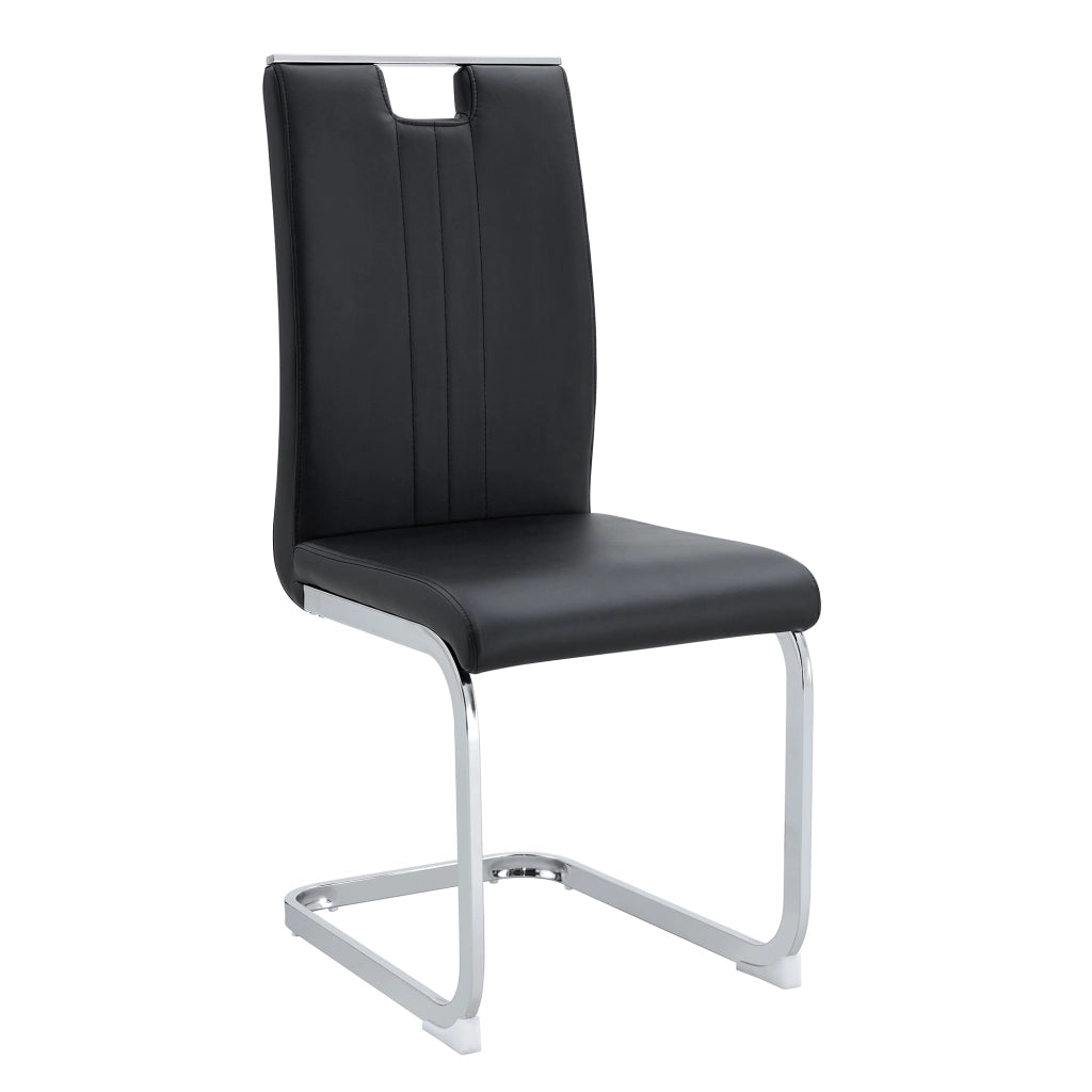 Set di 2 sedie da pranzo con schienale ergonomico e piedini antiscivolo in PU nero