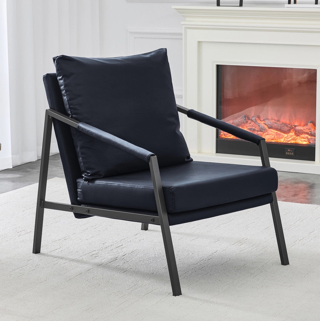POLTRONA in ecopelle PU nera 91,5 x 68,0 x 32,5 cm