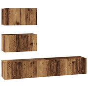 Set mobile TV 4 pz | Armadietto TV | Mobile Porta TV Legno antico Legno ingegnerizzato