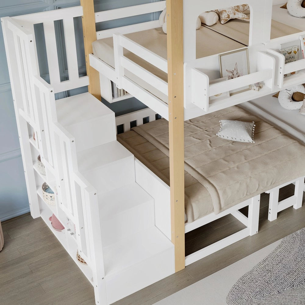 Letto a Castello per Bambini con Tavolo e Libreria ¨C MINIMAL ¨C Pino Multistrato Bianco 90x200