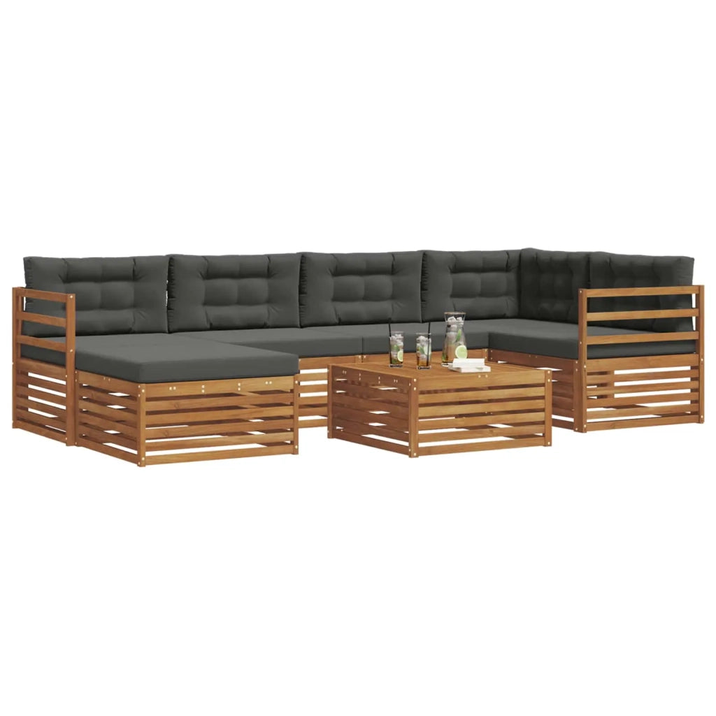 Set di divani da esterno con cuscino 7 pcs Naturale e Antracite